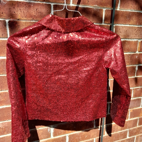 Red Sequin Crop Jacket - Picture 2 of 3